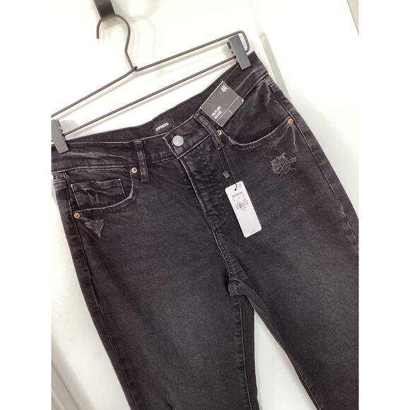 NWT Express Women's Denim Mid Rise 70s Flare Jeans Cowgirl Western Black Size 4R - Picture 2 of 12